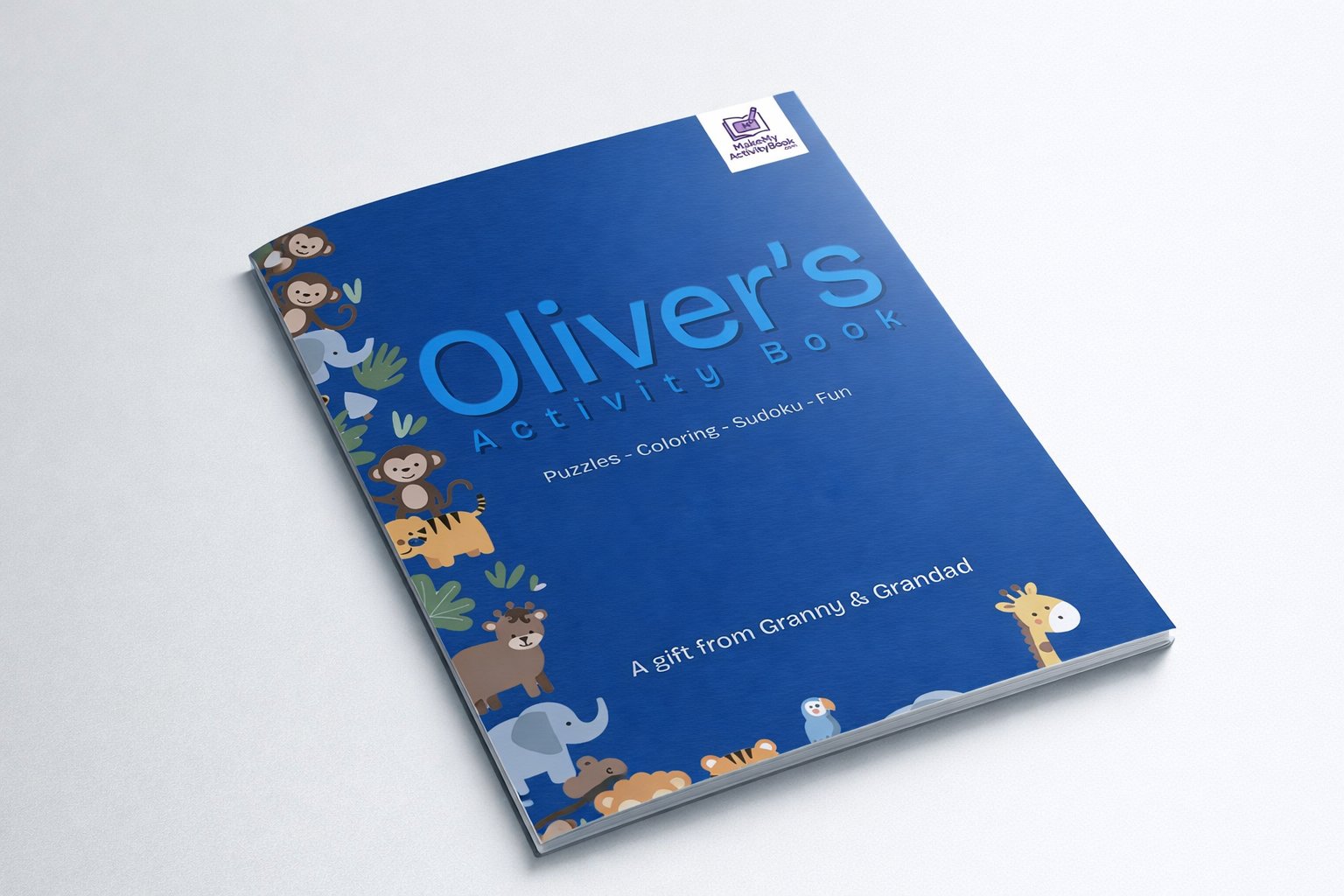 Oliver's personalised activity book — jungle theme
