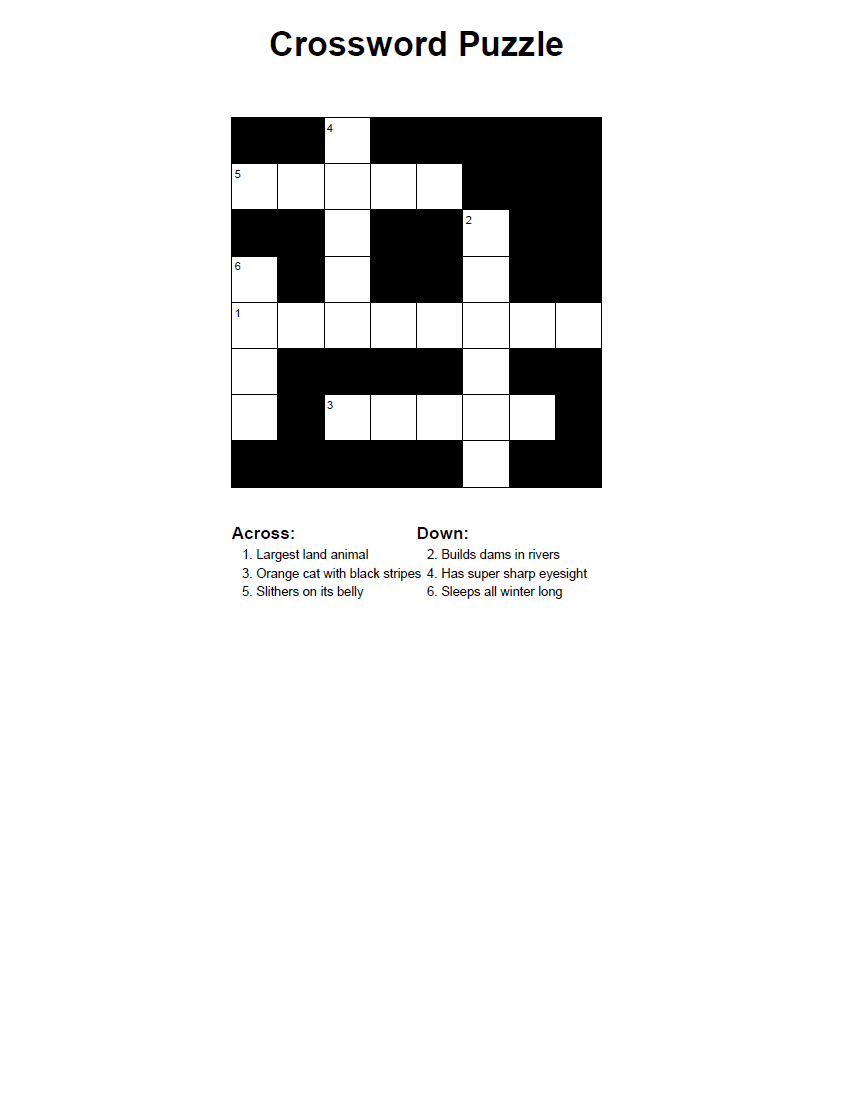 Free custom crossword maker for kids with printable puzzles and solutions