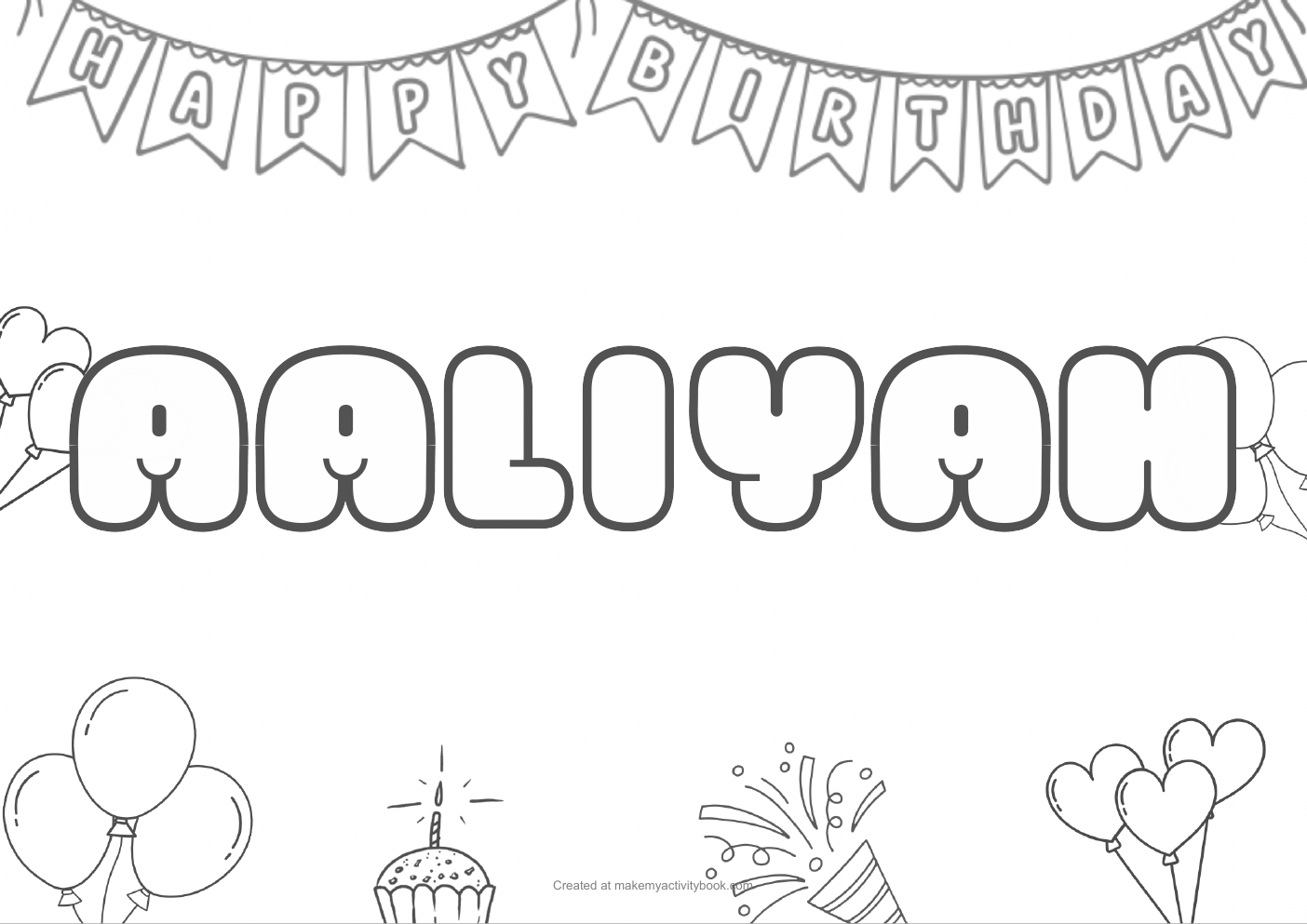 Aaliyah birthday colouring sheet