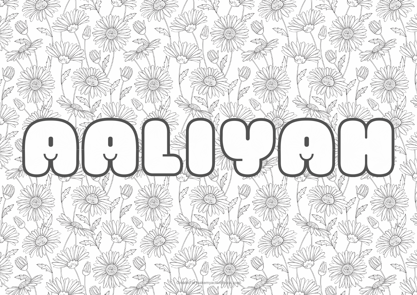 Aaliyah flowers colouring sheet