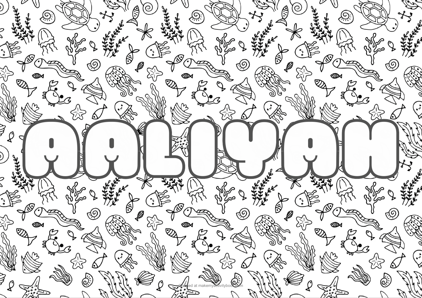 Aaliyah sea colouring sheet