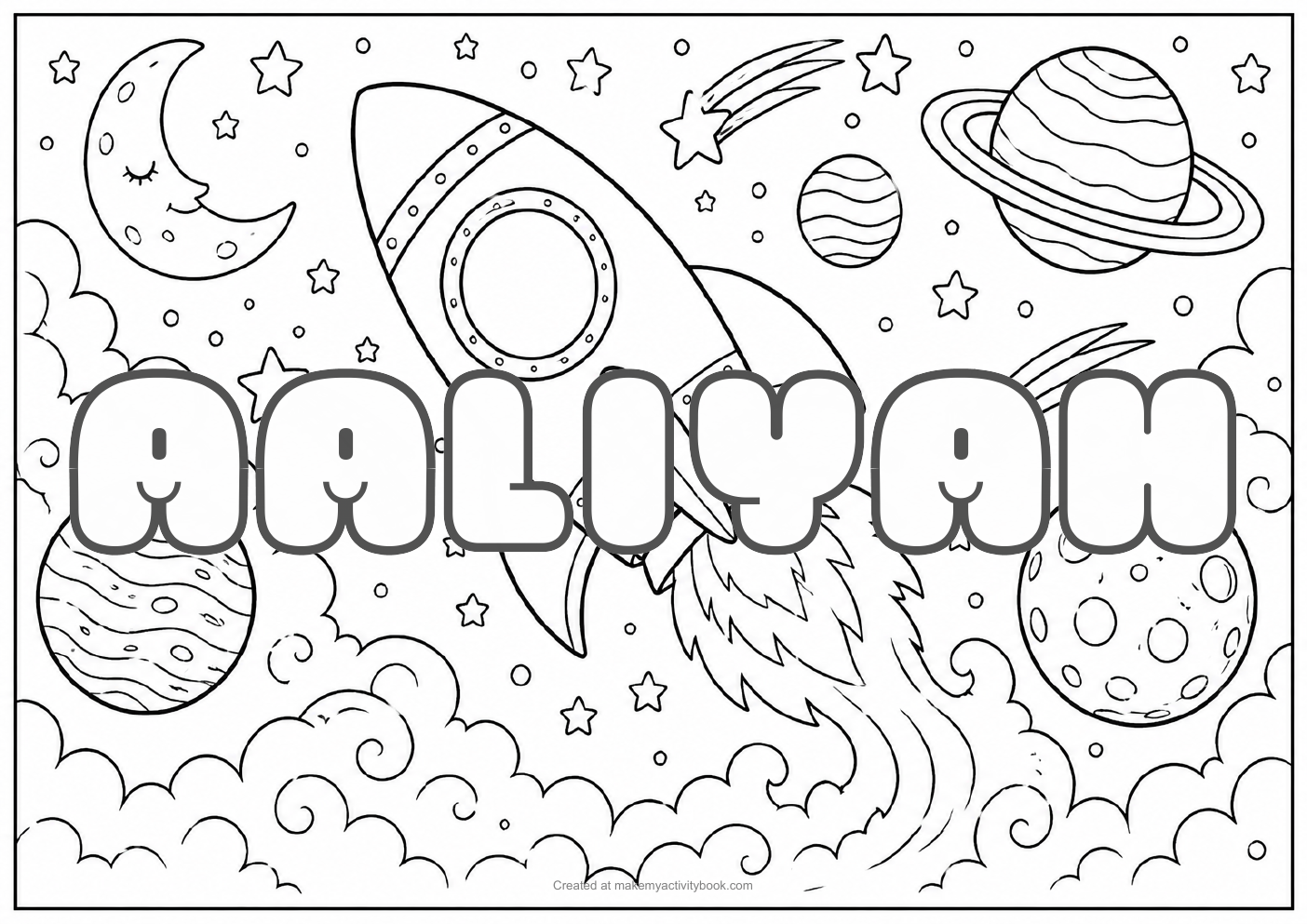 Aaliyah space colouring sheet