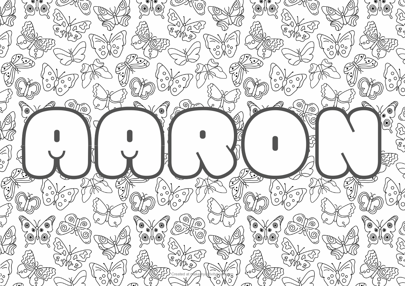 Aaron butterflies colouring sheet