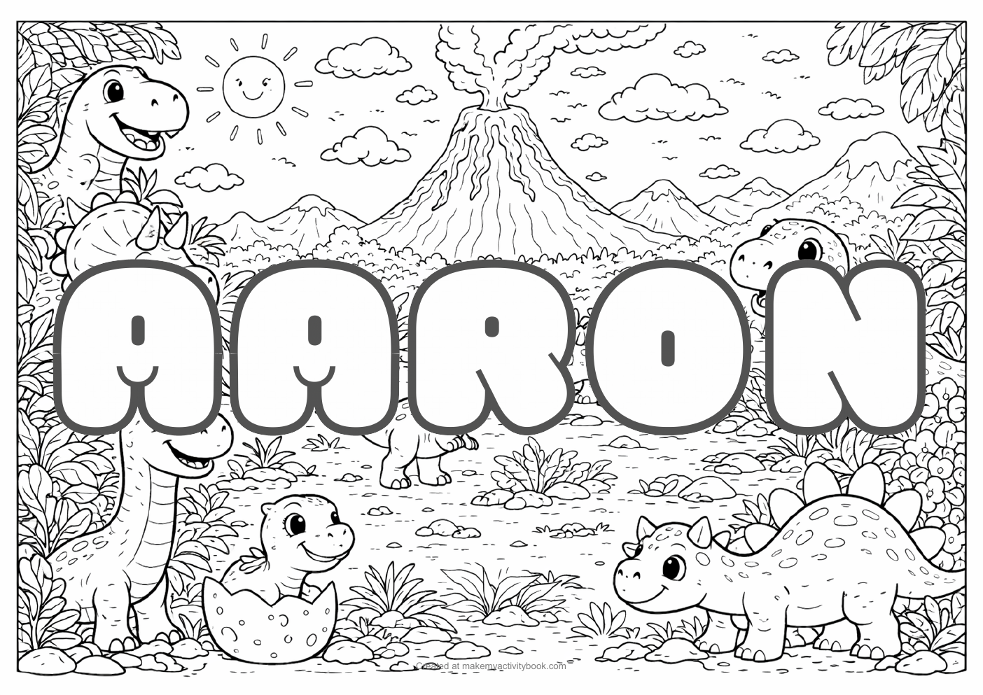 Aaron dinosaur colouring sheet