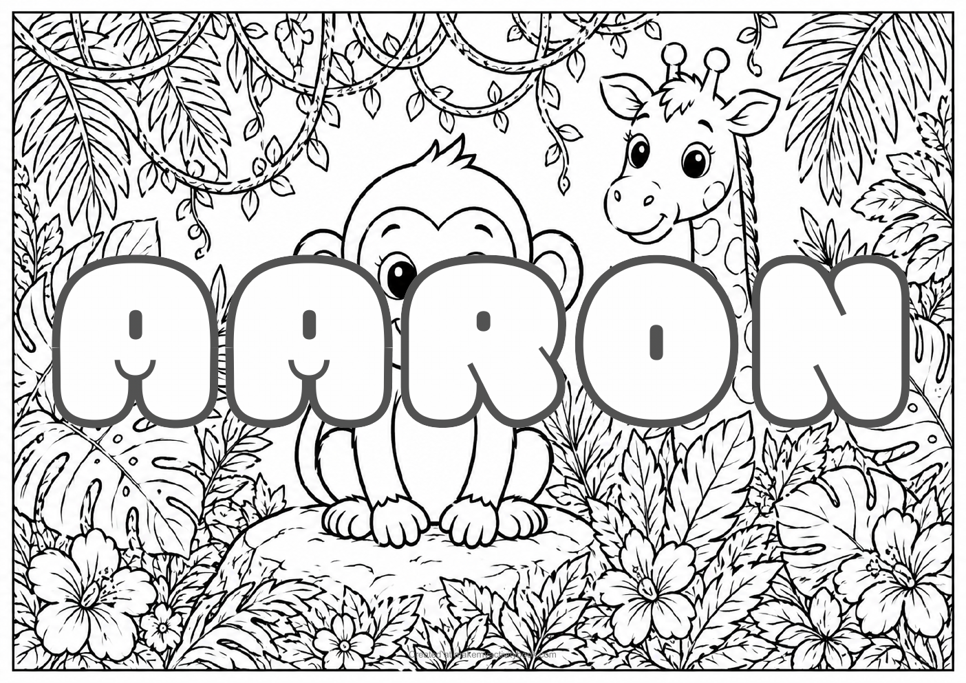 Aaron jungle colouring sheet