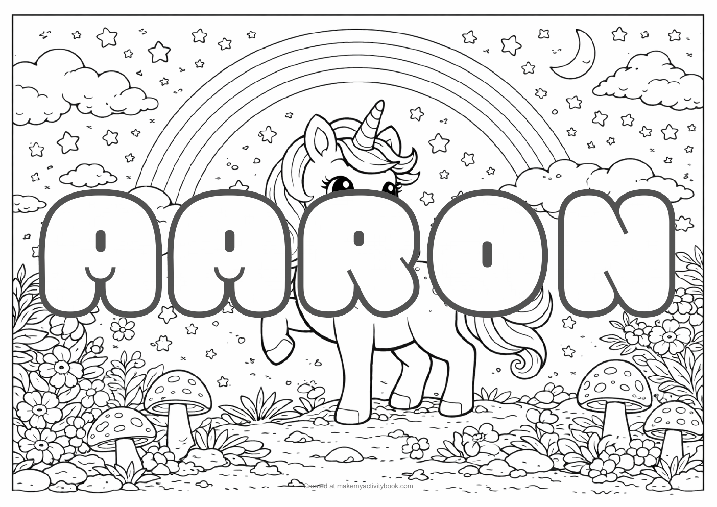 Aaron unicorn colouring sheet