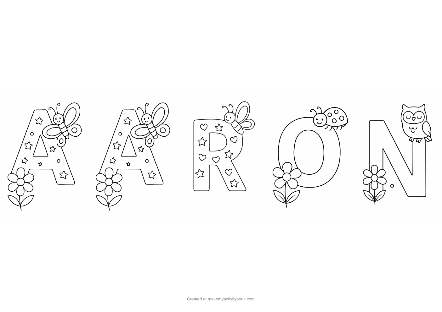 Aaron letters colouring sheet
