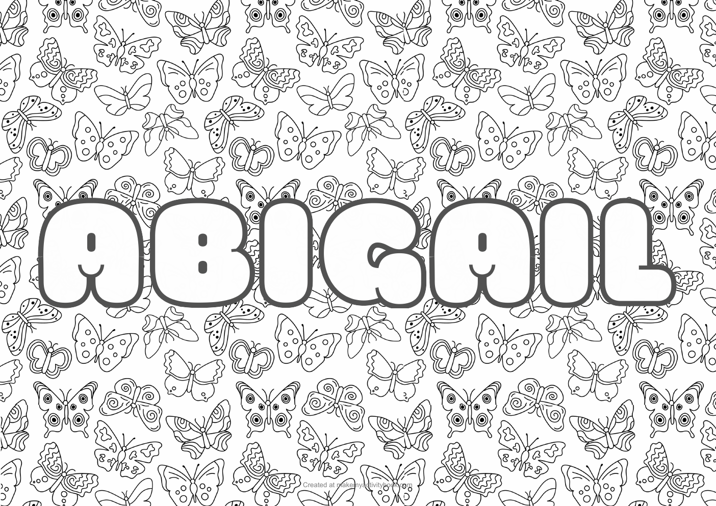 Abigail butterflies colouring sheet