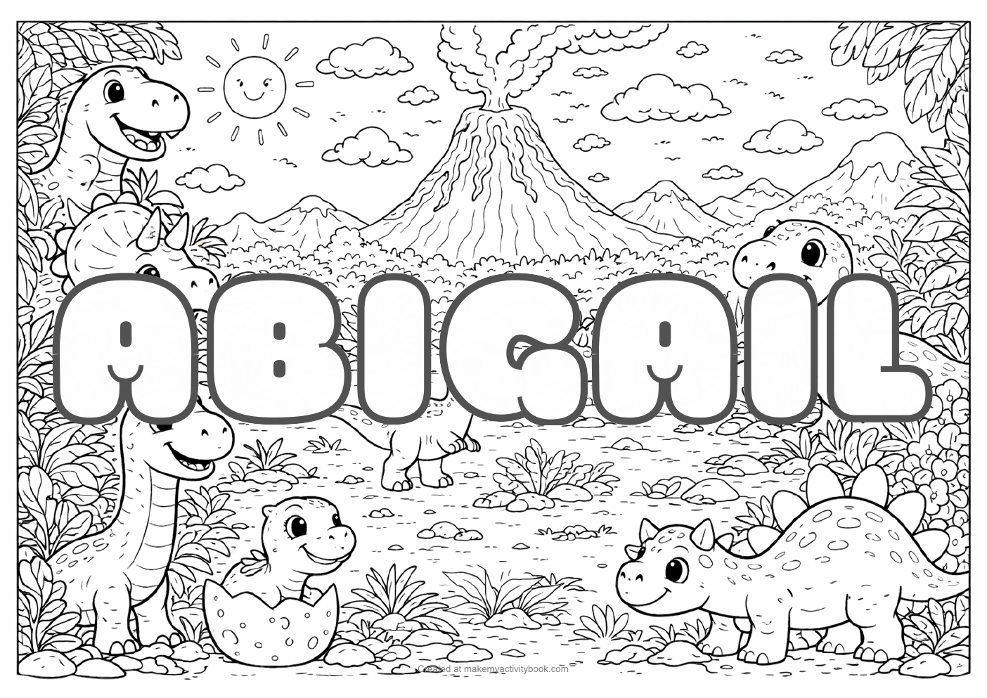 Abigail dinosaur colouring sheet