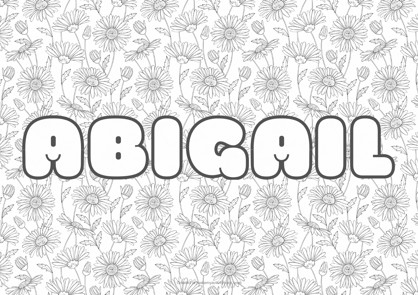 Abigail flowers colouring sheet