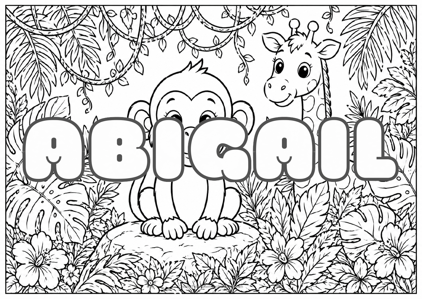 Abigail jungle colouring sheet