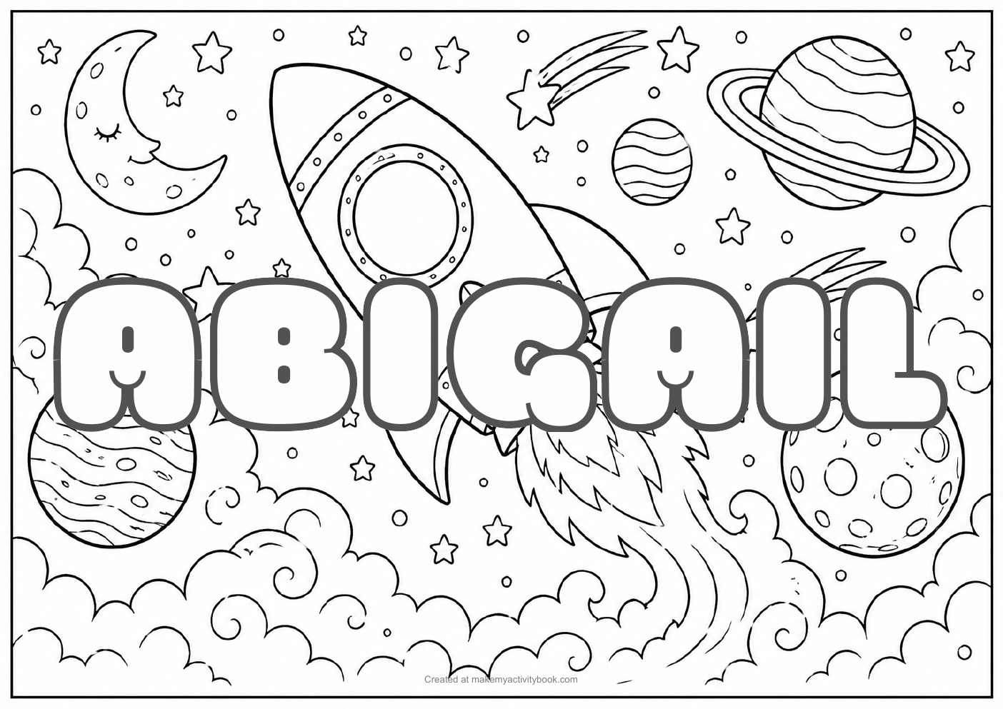Abigail space colouring sheet