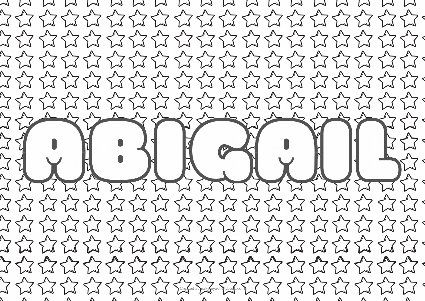 Abigail Bubble letters — Stars border colouring sheet