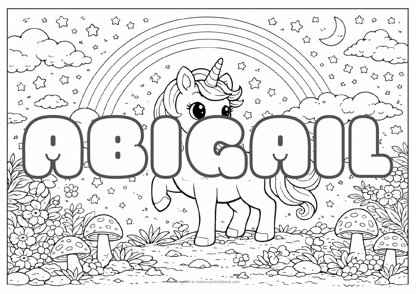 Abigail unicorn colouring sheet