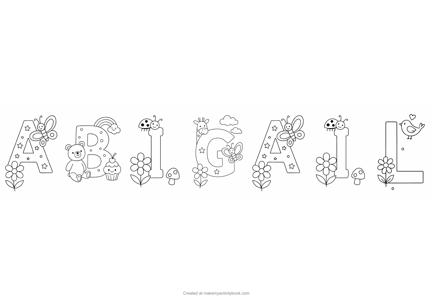 Abigail letters colouring sheet