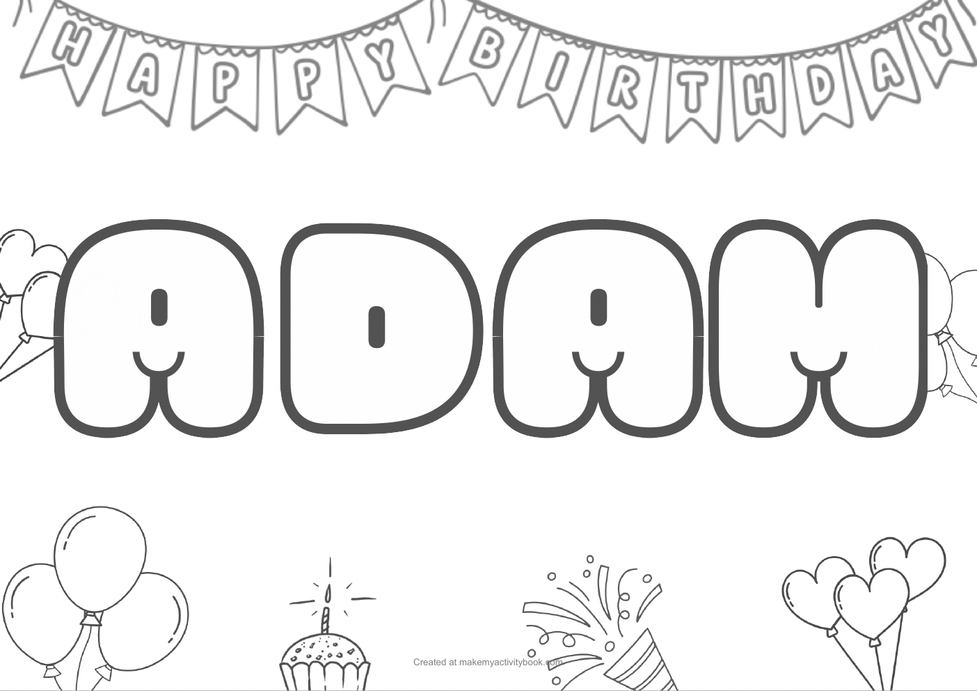 Adam birthday colouring sheet