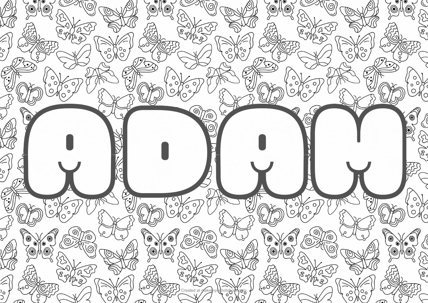 Adam butterflies colouring sheet