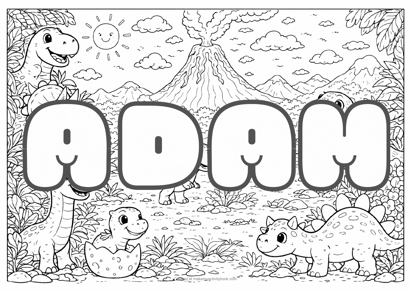 Adam dinosaur colouring sheet