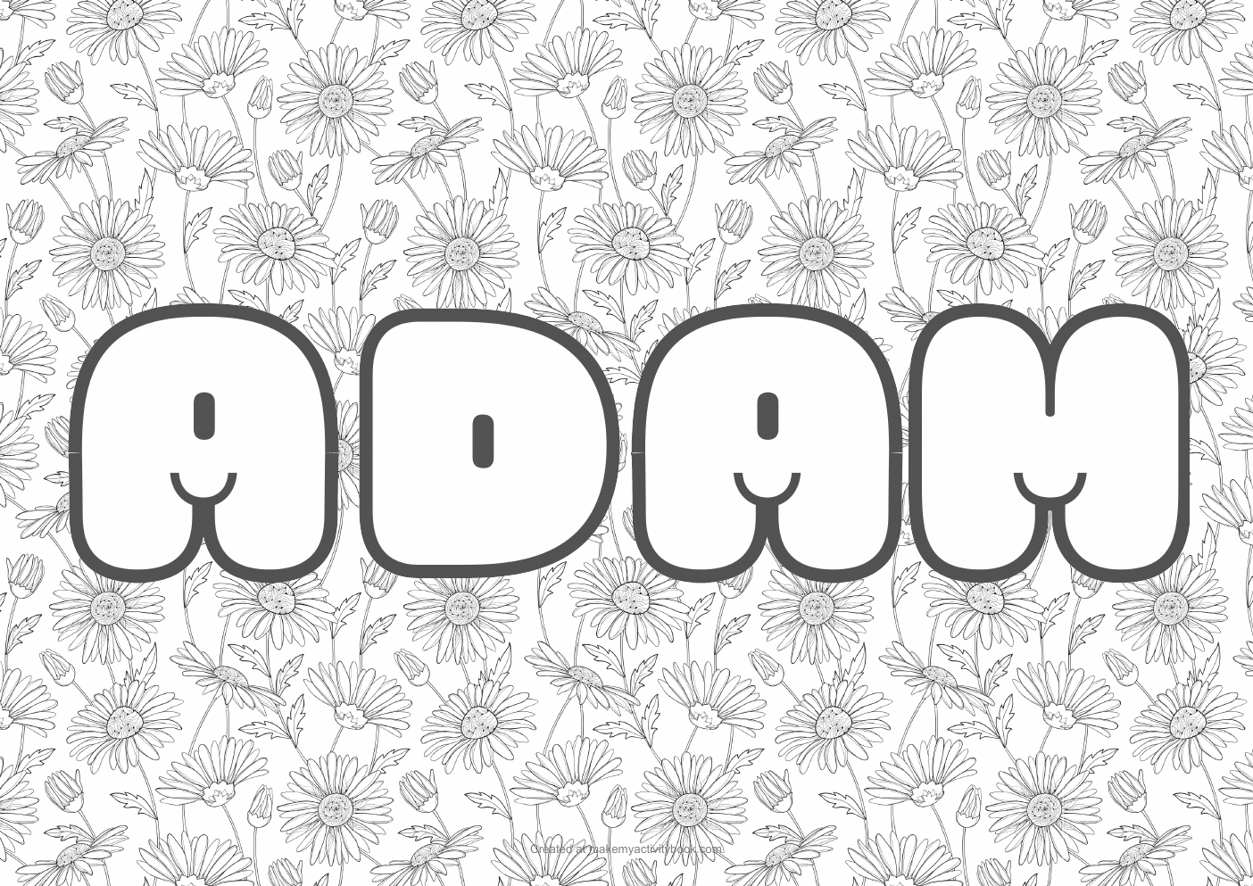 Adam flowers colouring sheet