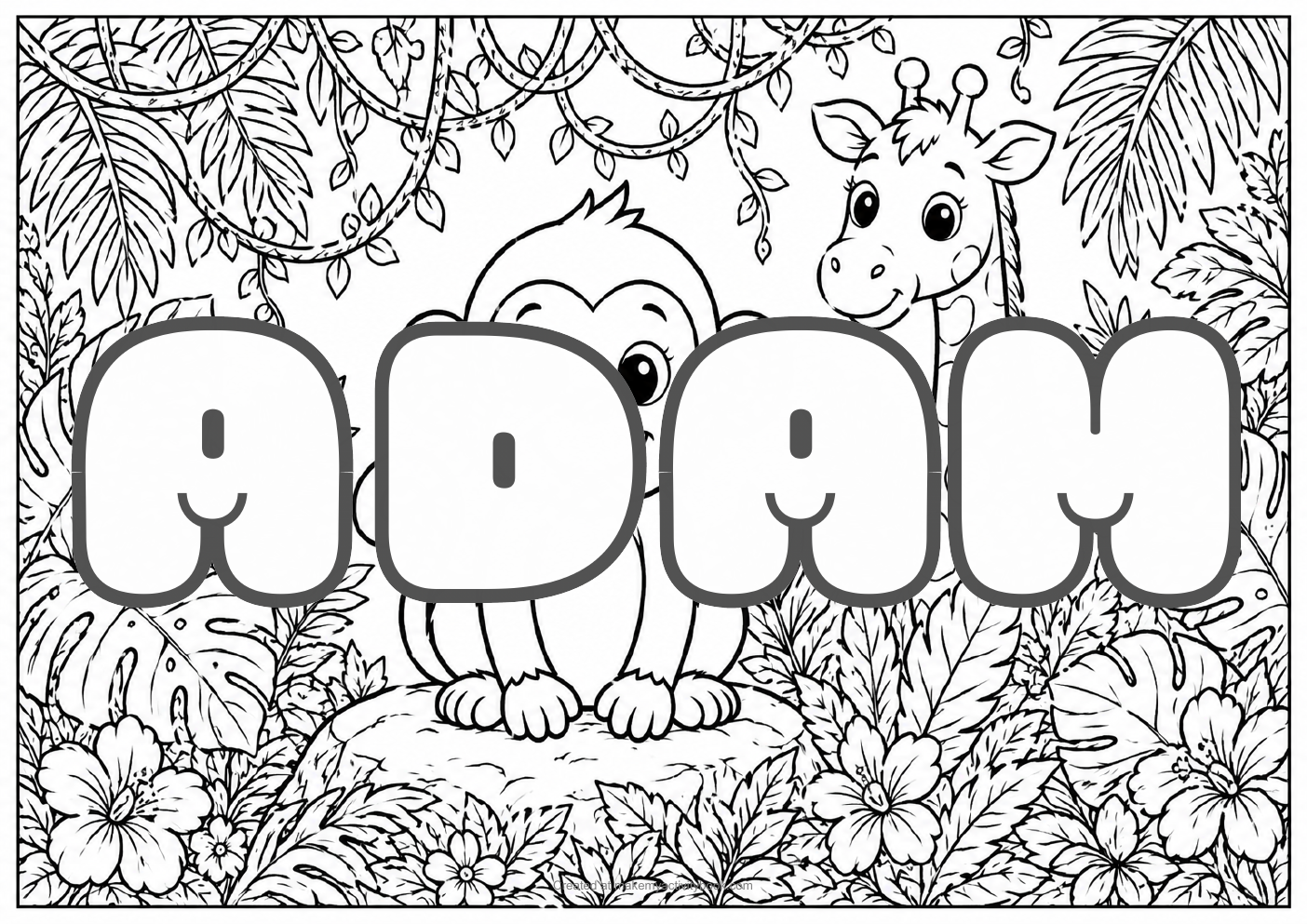 Adam jungle colouring sheet