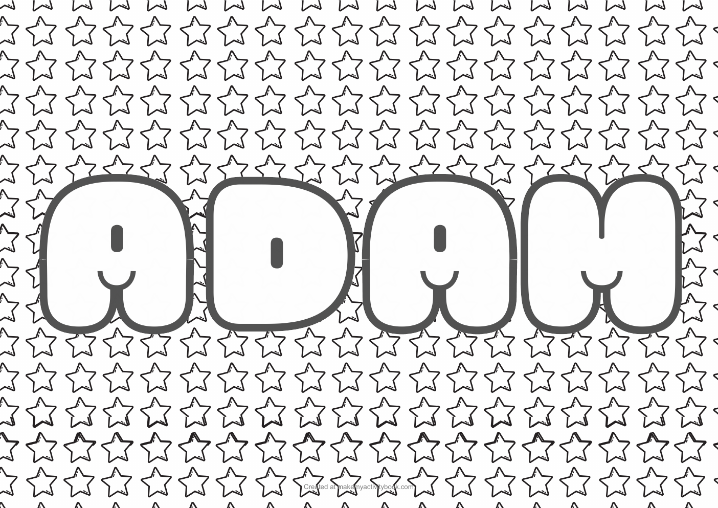 Adam Bubble letters — Stars border colouring sheet