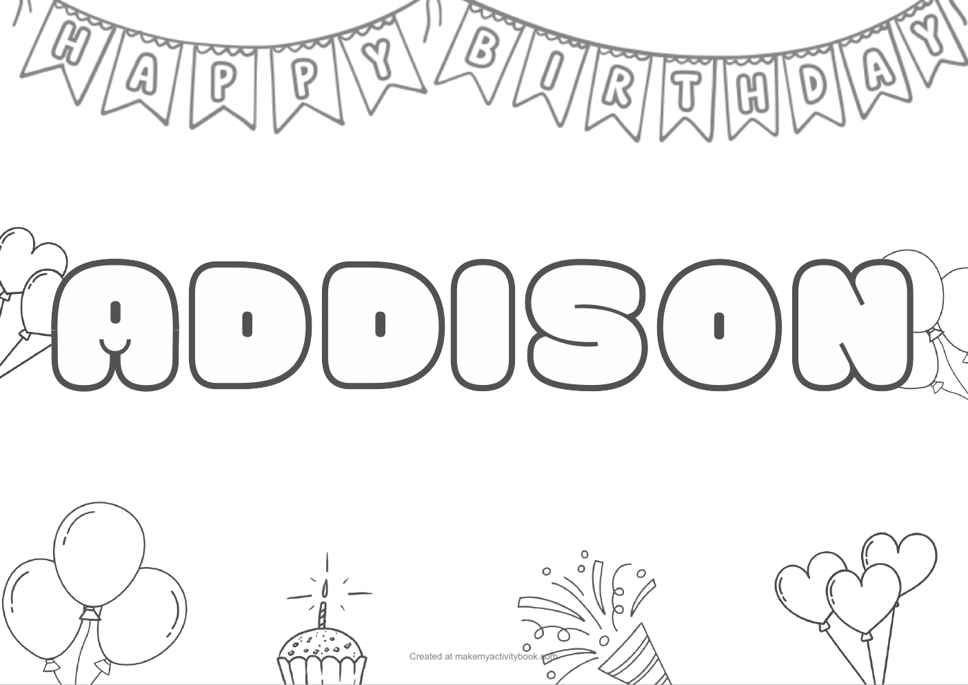 Addison birthday colouring sheet