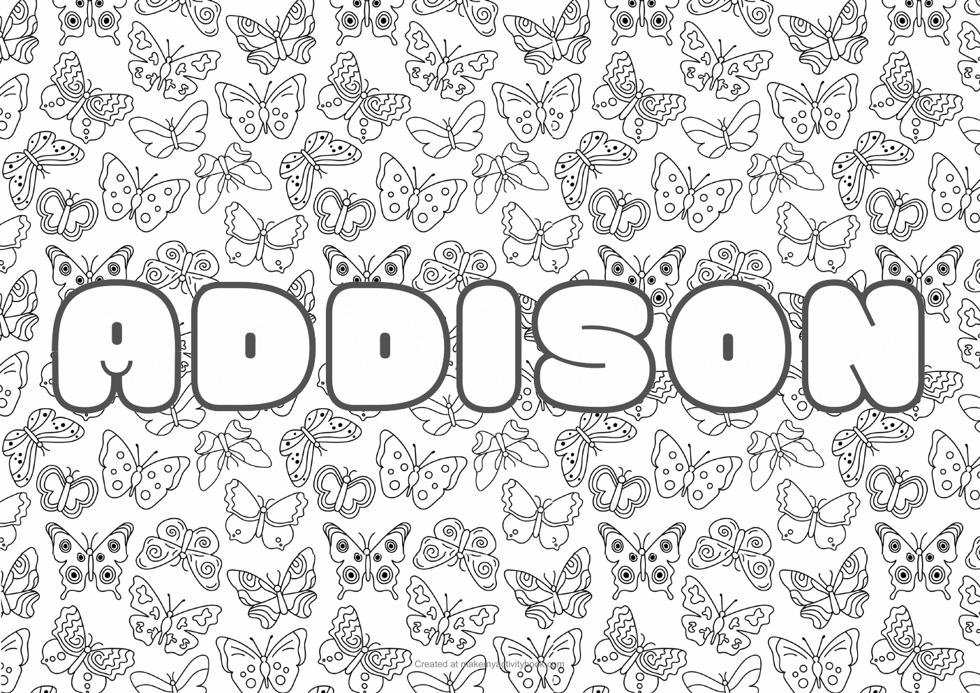 Addison butterflies colouring sheet