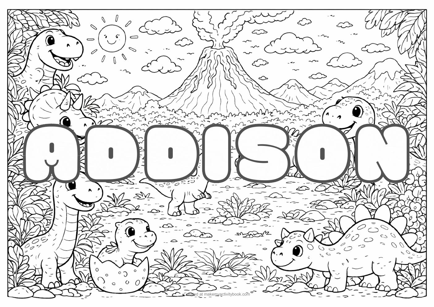 Addison dinosaur colouring sheet