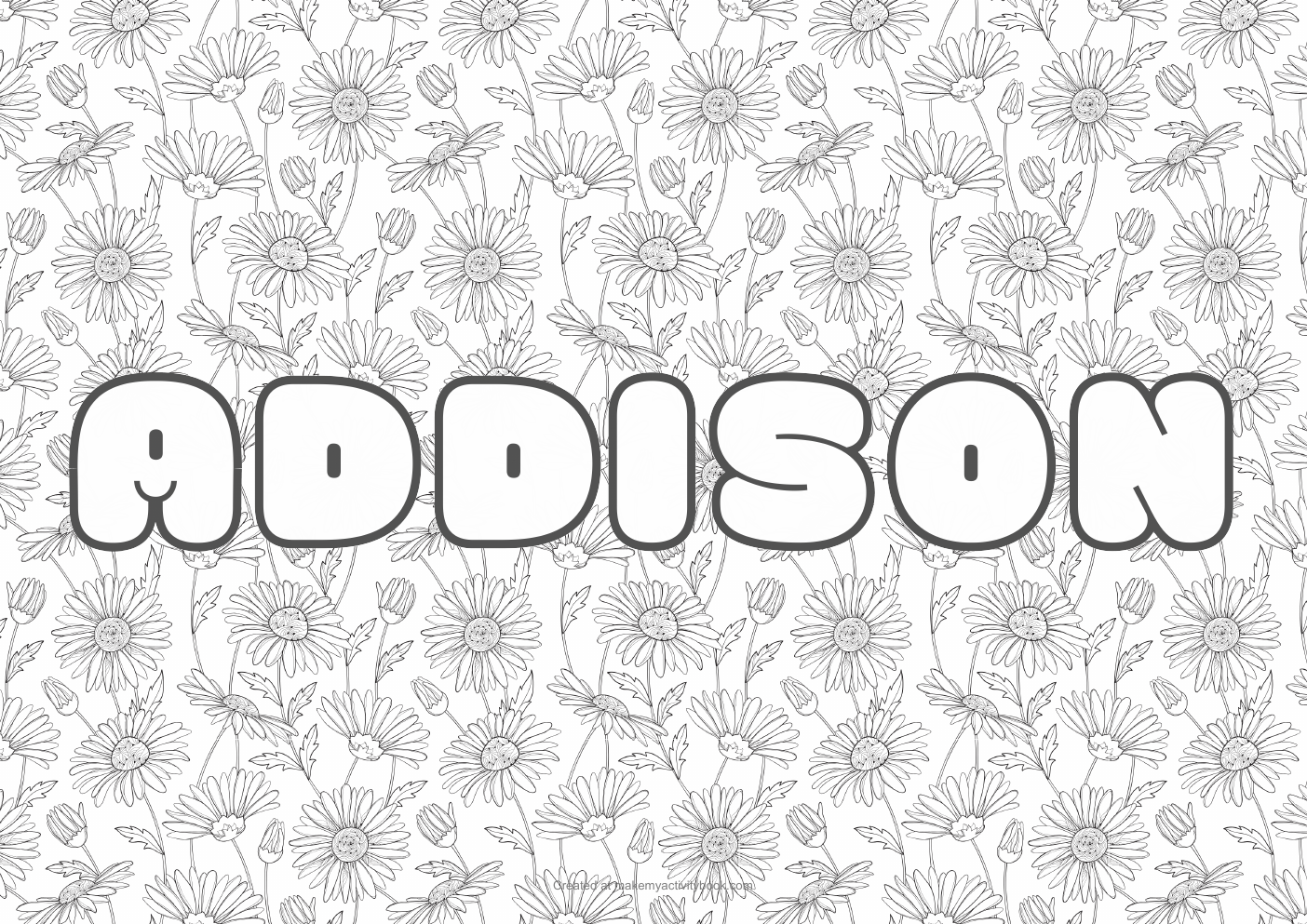 Addison flowers colouring sheet