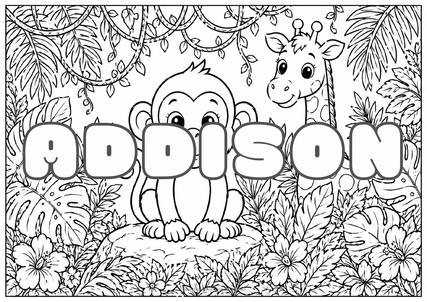 Addison jungle colouring sheet