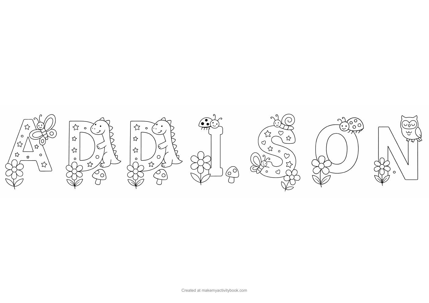 Addison letters colouring sheet
