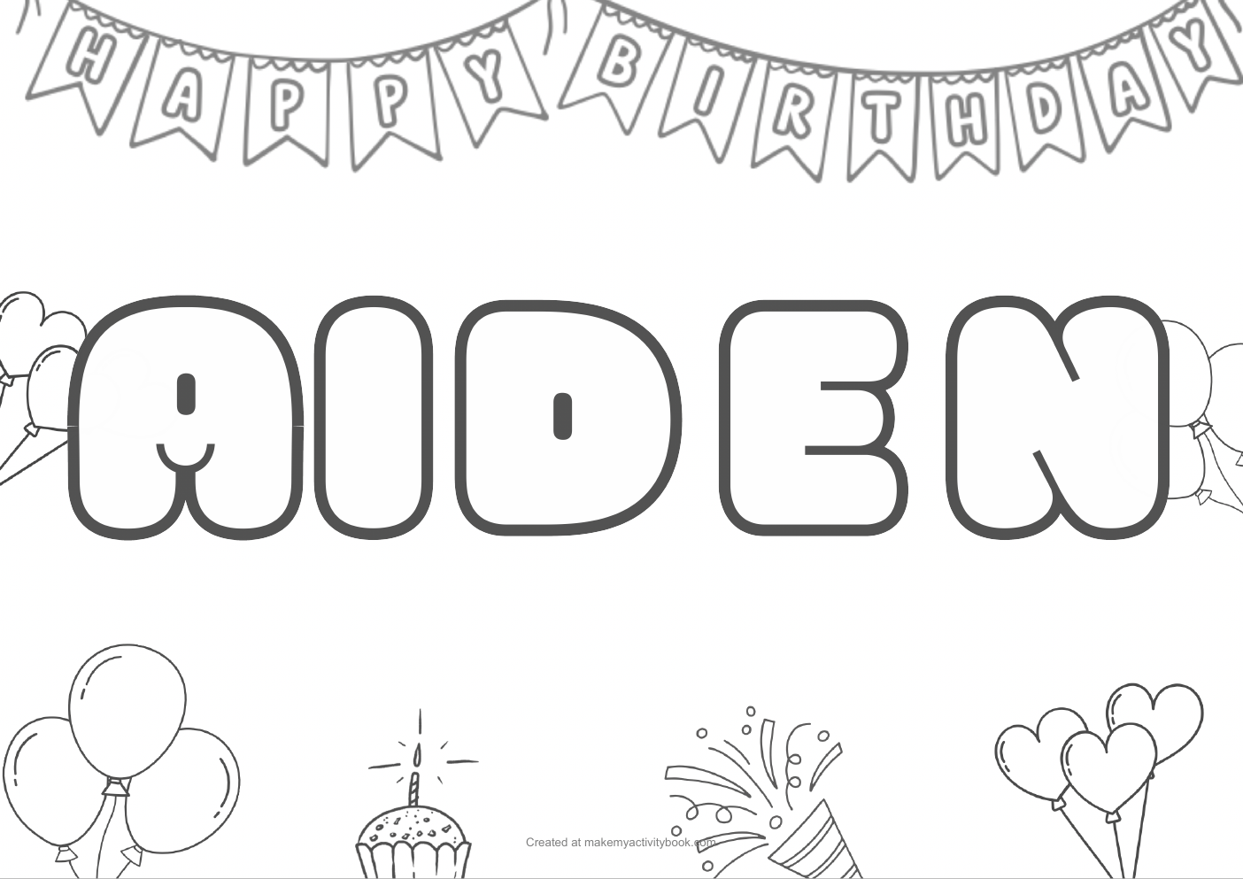 Aiden birthday colouring sheet