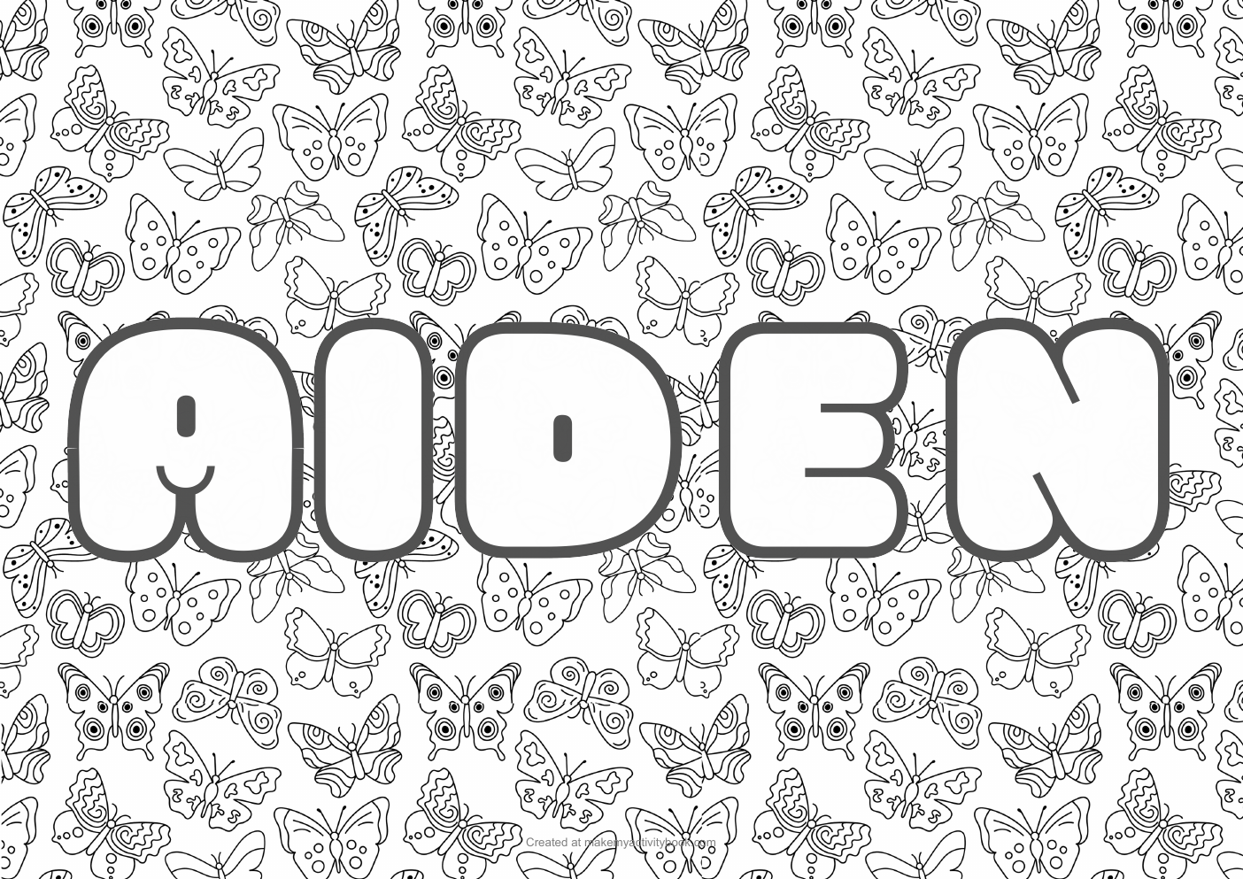 Aiden butterflies colouring sheet