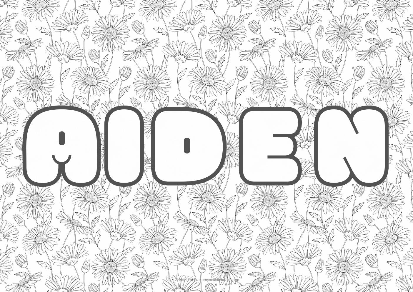 Aiden flowers colouring sheet