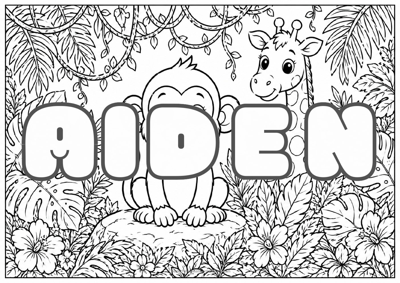 Aiden jungle colouring sheet