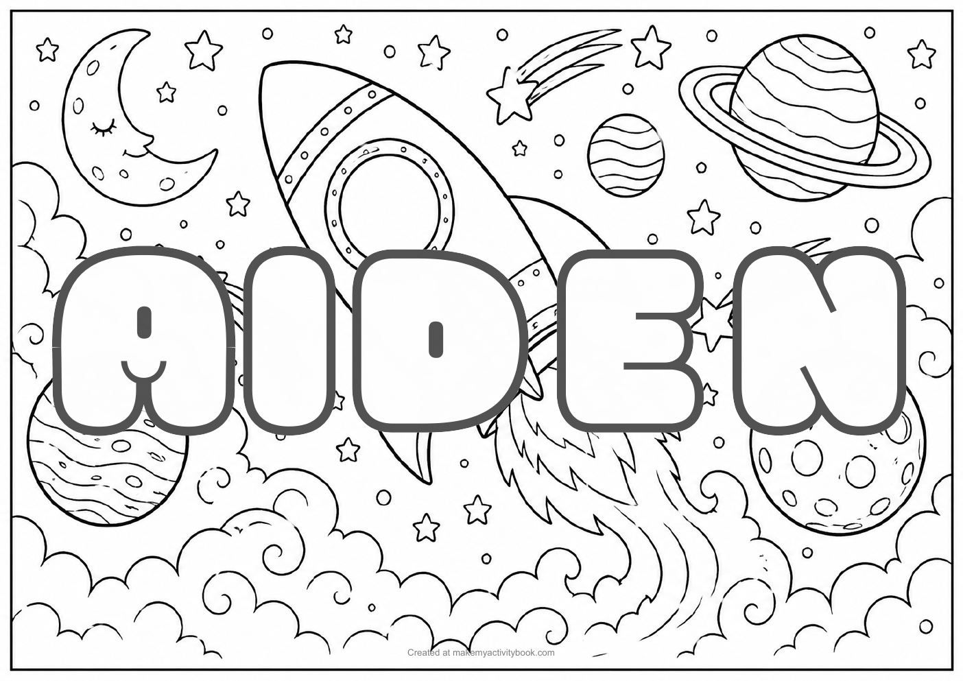 Aiden space colouring sheet