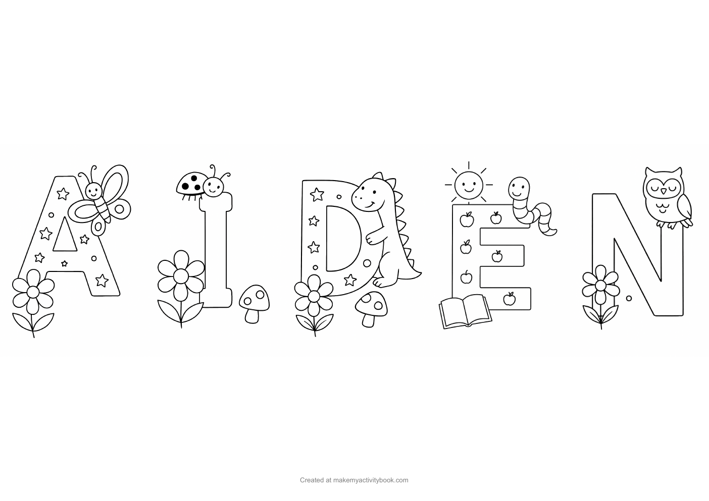 Aiden letters colouring sheet