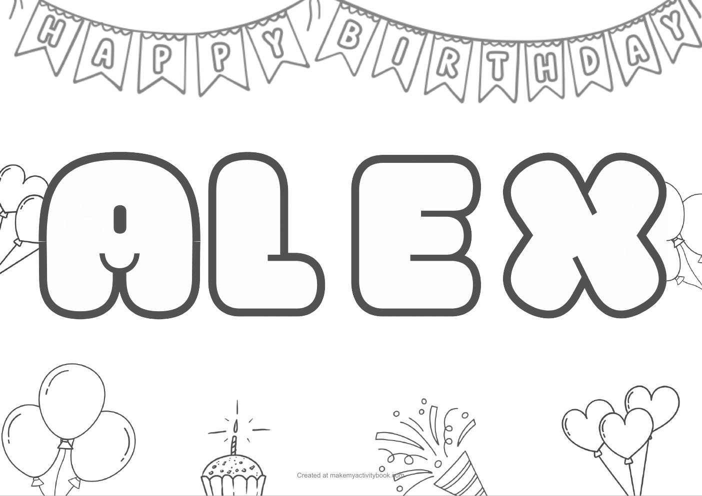 Alex birthday colouring sheet