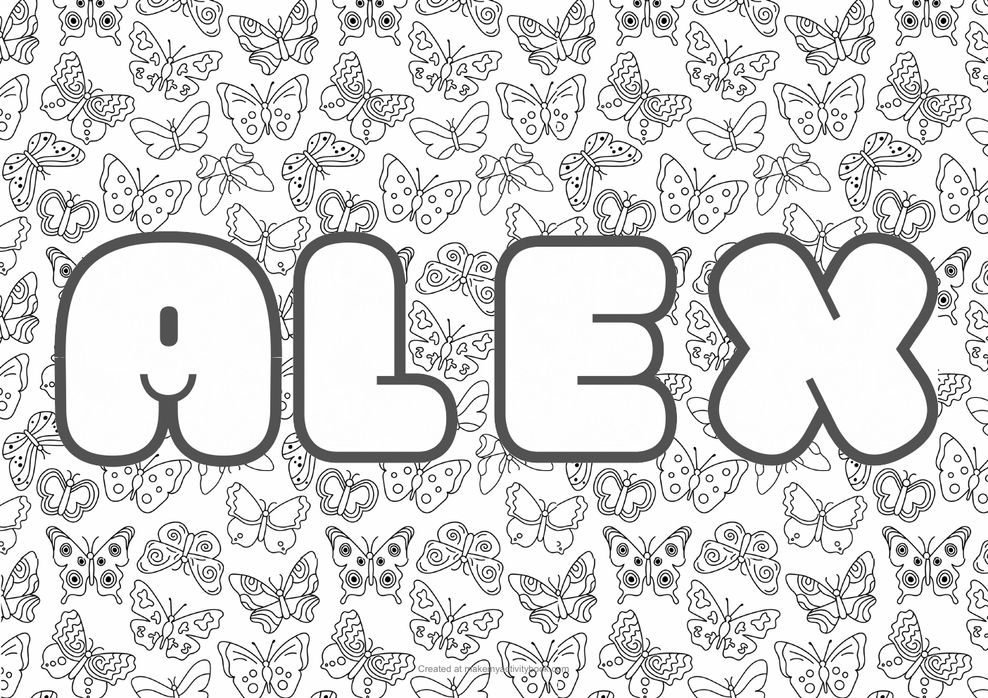 Alex butterflies colouring sheet