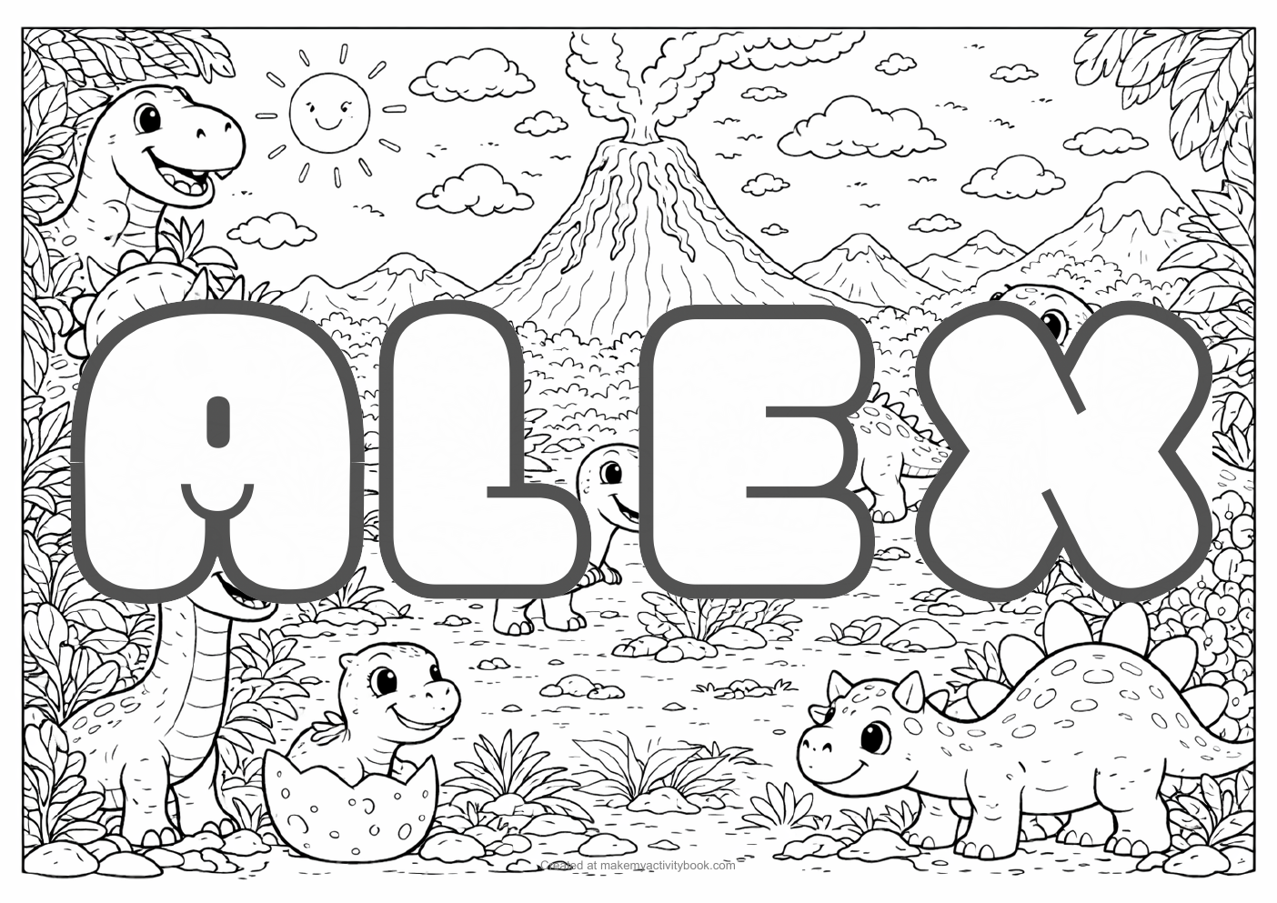 Alex dinosaur colouring sheet