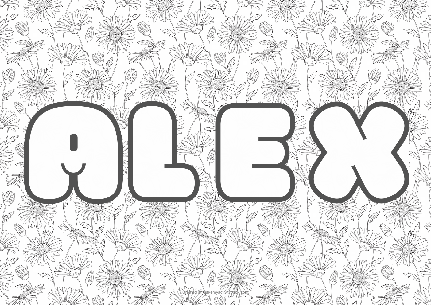 Alex flowers colouring sheet