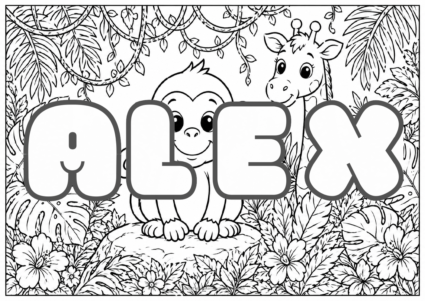 Alex jungle colouring sheet