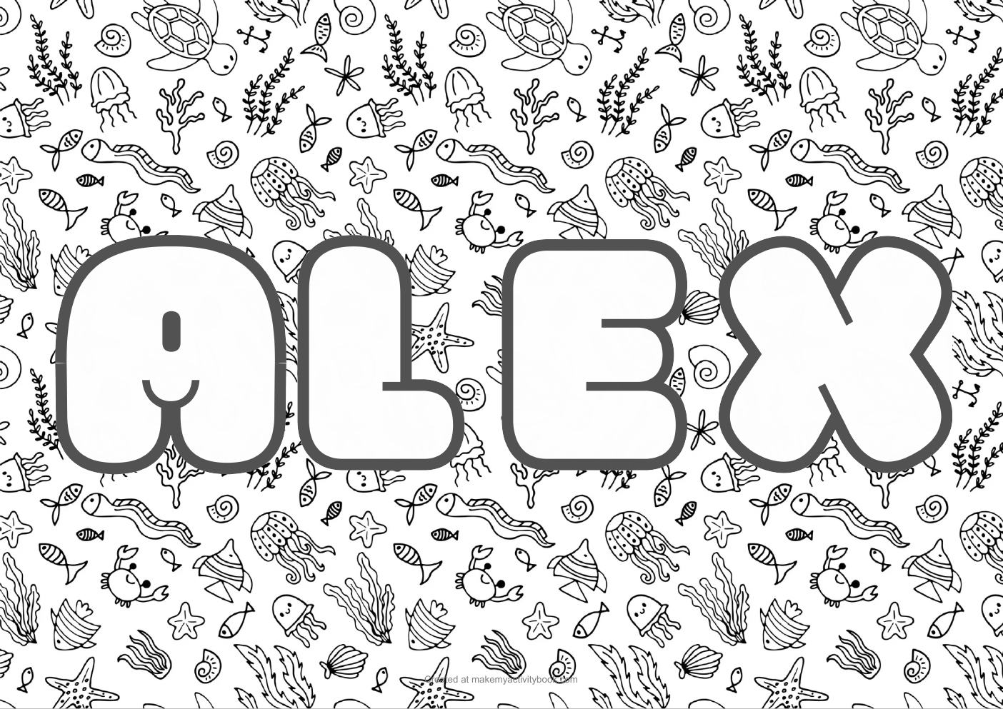 Alex sea colouring sheet