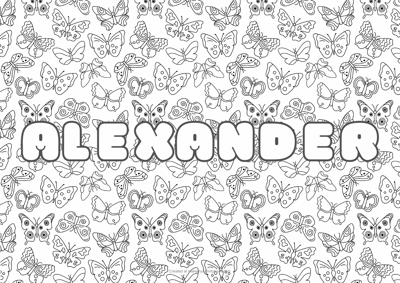 Alexander butterflies colouring sheet