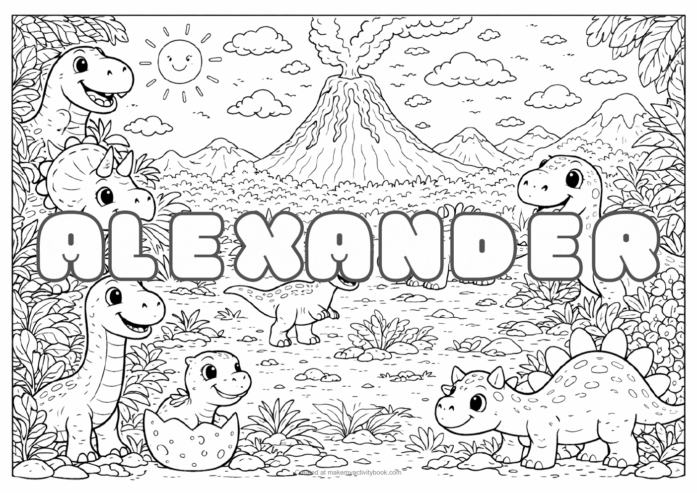 Alexander dinosaur colouring sheet
