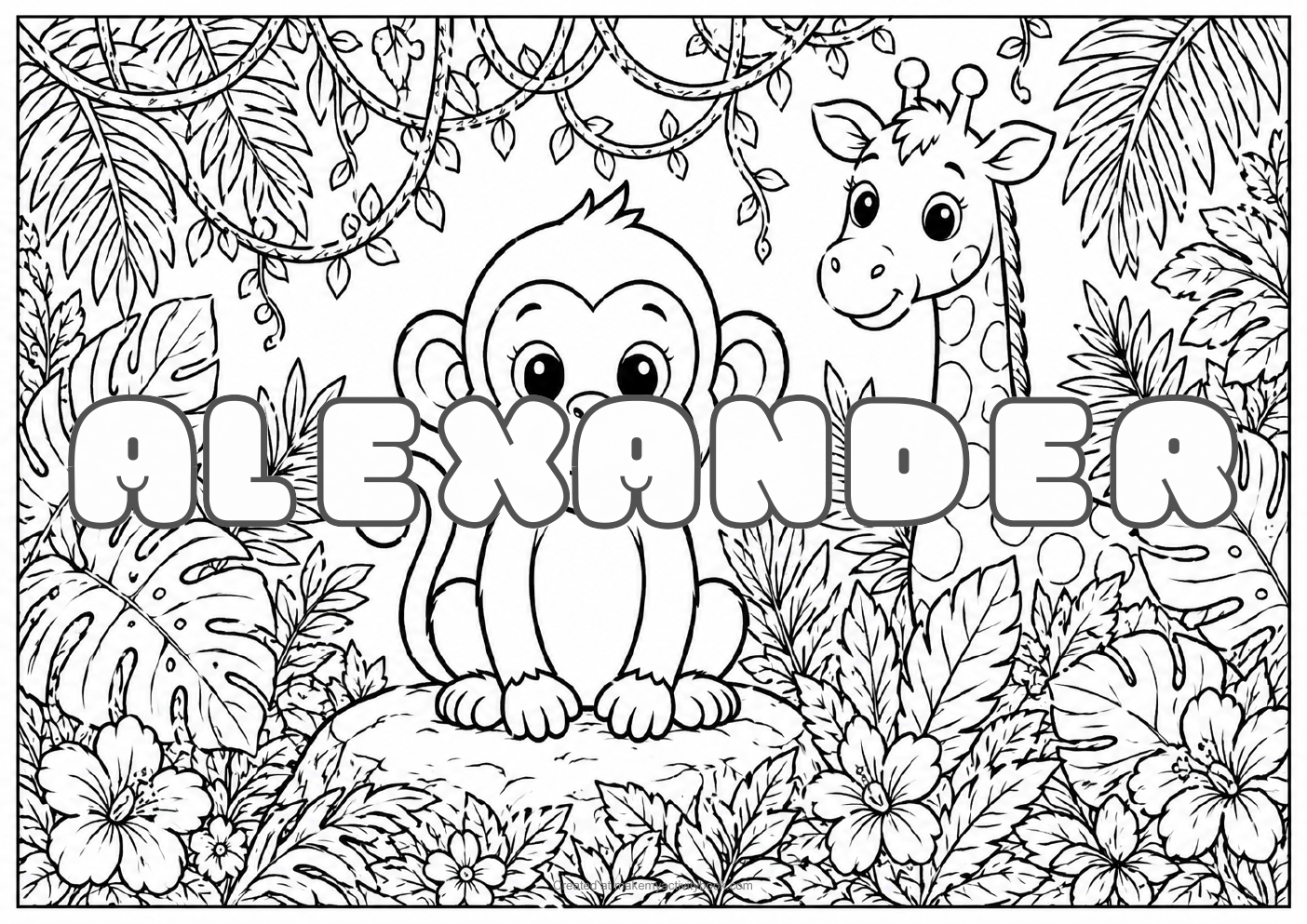 Alexander jungle colouring sheet