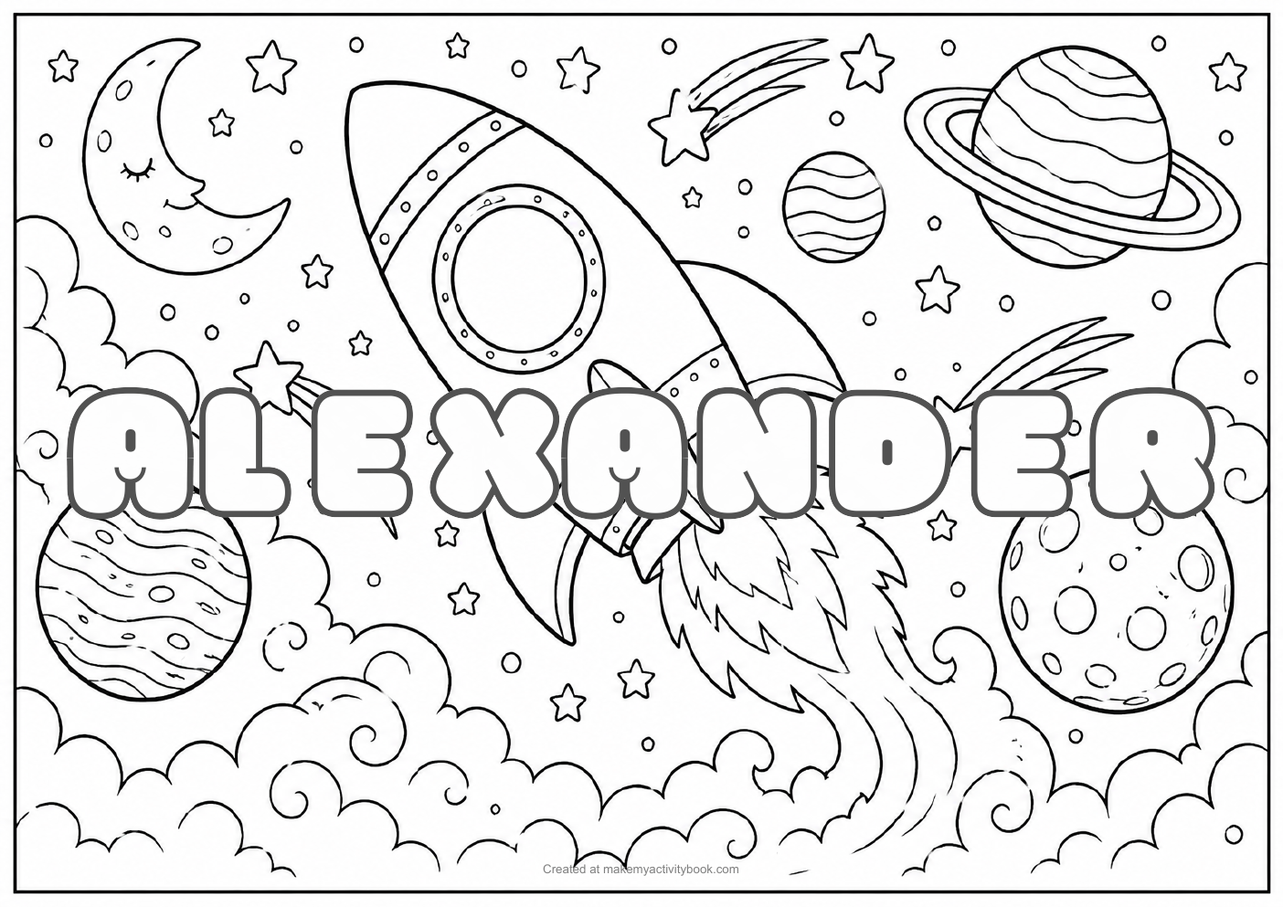 Alexander space colouring sheet