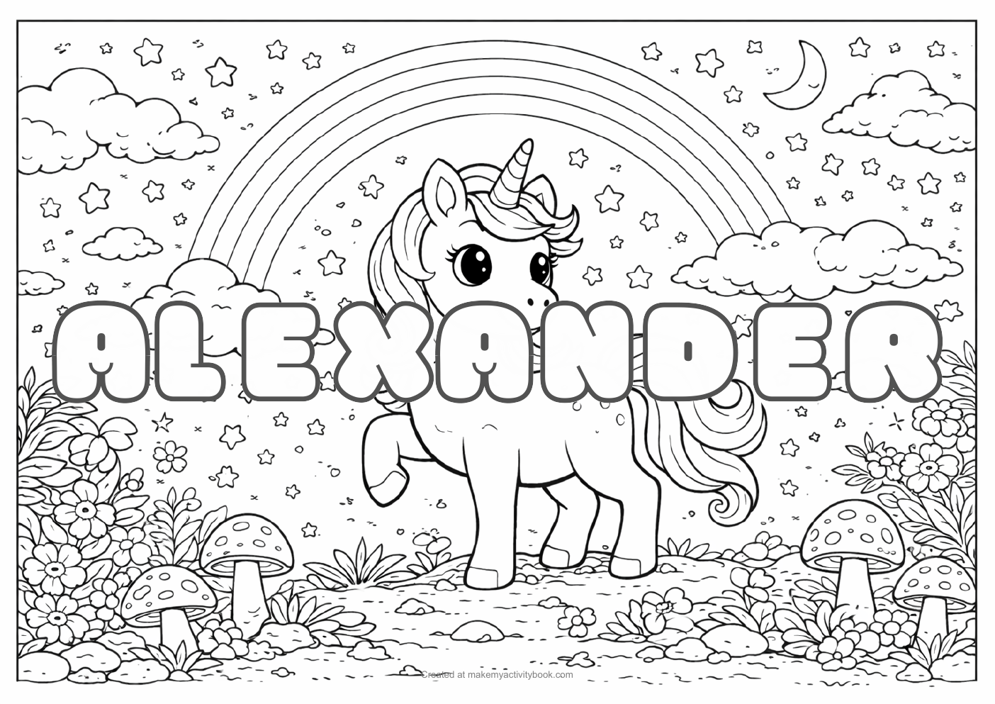 Alexander unicorn colouring sheet