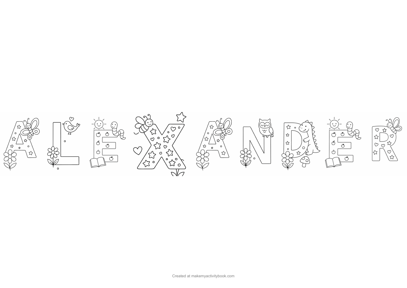 Alexander letters colouring sheet