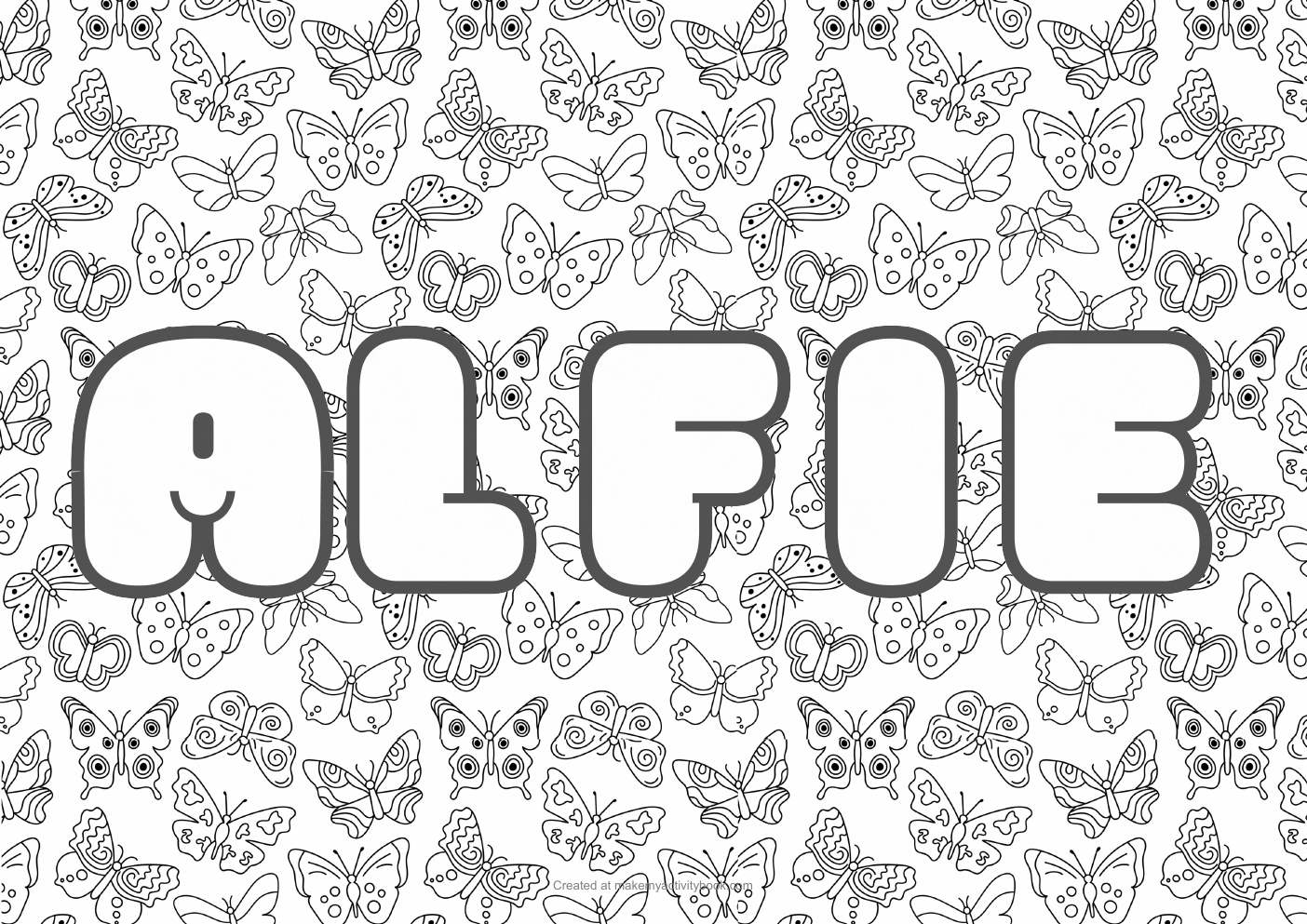 Alfie butterflies colouring sheet